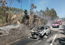 Incêndio em veículo ligeiro, em Moinho do Pisco, mobiliza 70 operacionais